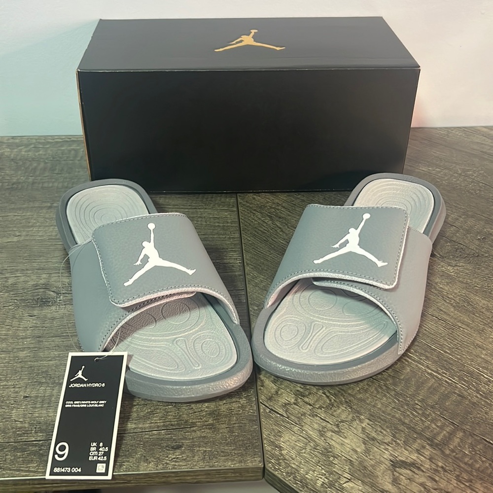 Nike Air Jordan Hydro 6 Men's Sandals Wolf Grey 881473-004 Size 9 new with tags